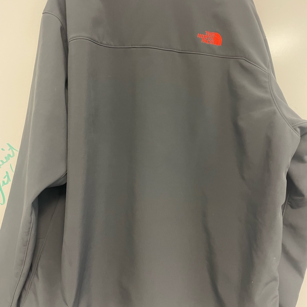 The North Face Men's Apex Barrier Gray Softshell Jacket with Orange Accents - Picture 3 of 4